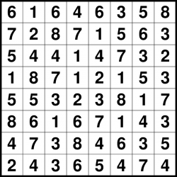 Hitori 8x8 puzzle